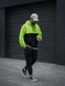 Чоловічий спортивний весняний комплект худі, штани, Салатово чорний, XS X028 фото