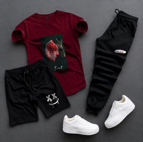 Чоловічий сет футболка+шорти+штани, XS ST24 фото